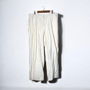 Chico's Silk & Linen Blend Wide Leg Trousers White Size 2.5/Large 14